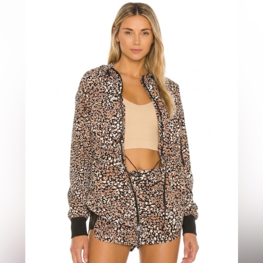 Free People! FP Movement Run Wild Printed Jacket In Black Leopard Combo NWOT!